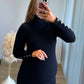 MOCHA - Robe mi-longue de grossesse en maille noire