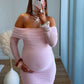 robe-longue-de-grossesse-col-bardot-cérémonie-avec-dentelle
