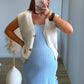 robe-courte-de-grossesse-bustier-bleu-avec-volants-blanc