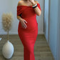 Robe-longue-de-grossesse-cérémonie-rouge