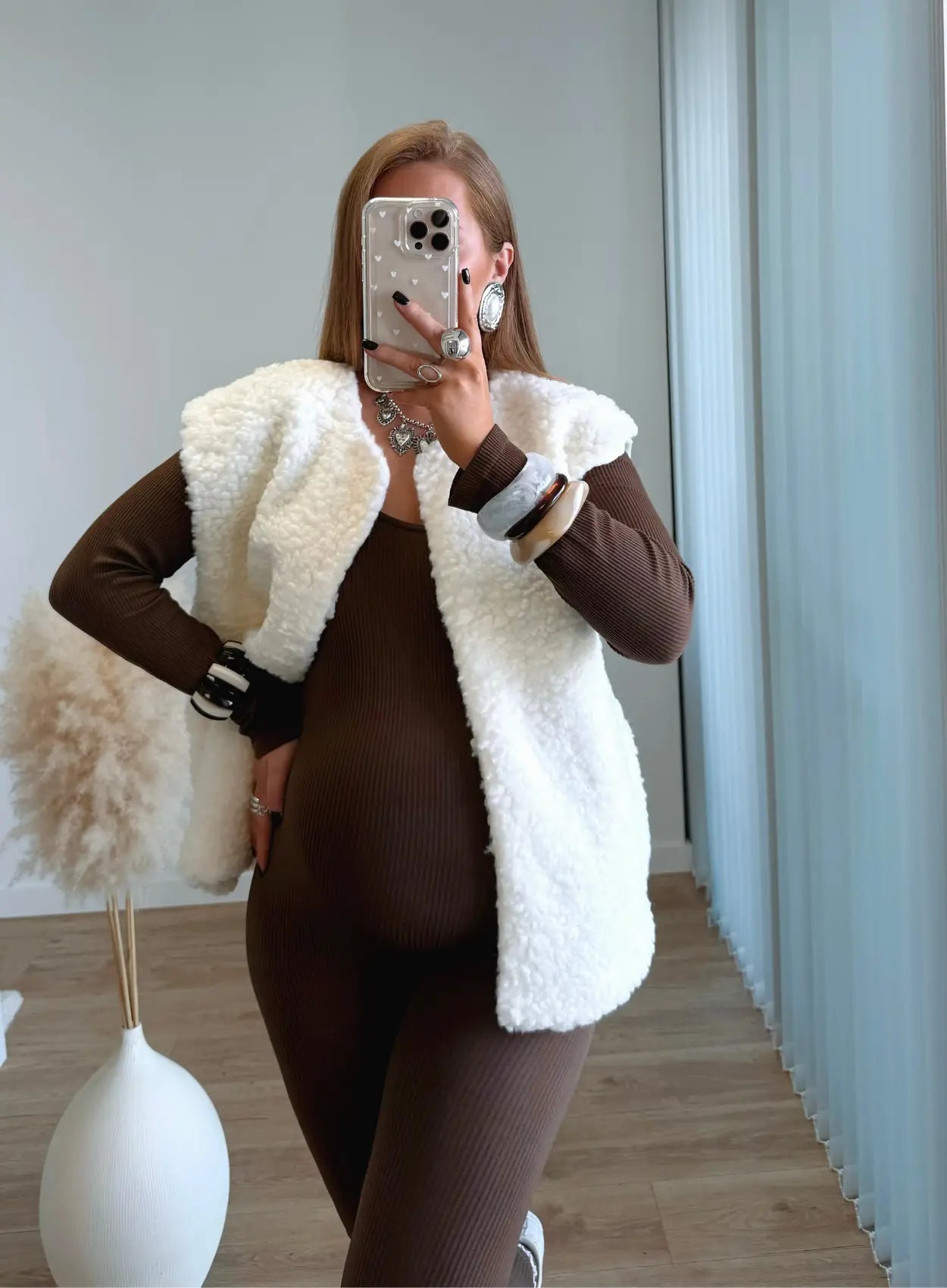 combinaison-de-grossesse-côtelée-chocolat