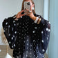 blouse-de-grossesse-fluide-à-pois-et-manches-bouffantes