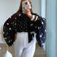 blouse-de-grossesse-fluide-à-pois-et-manches-bouffantes