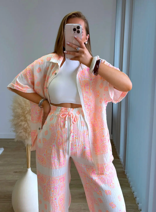 Chemise-de-grossesse-en-gaze-de-coton-coloré 