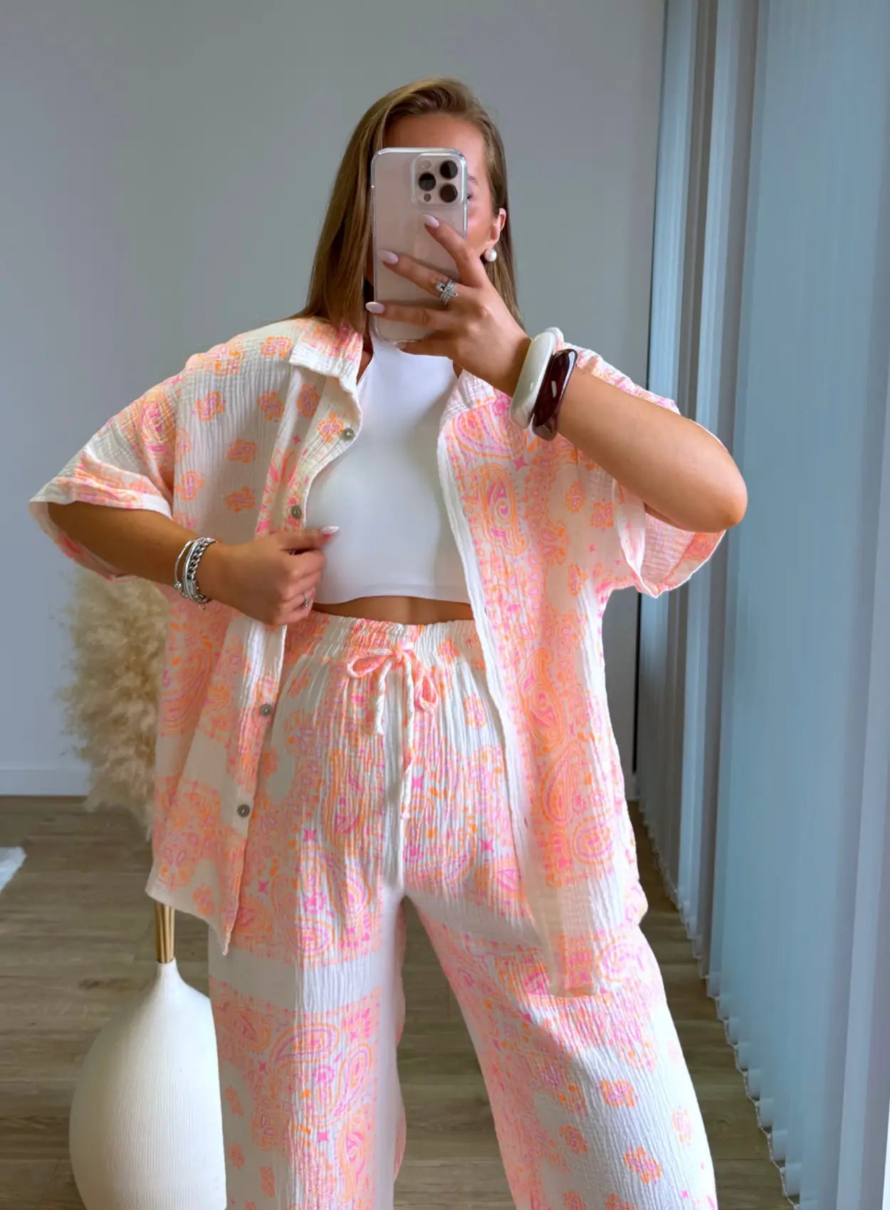 Chemise-de-grossesse-en-gaze-de-coton-coloré 