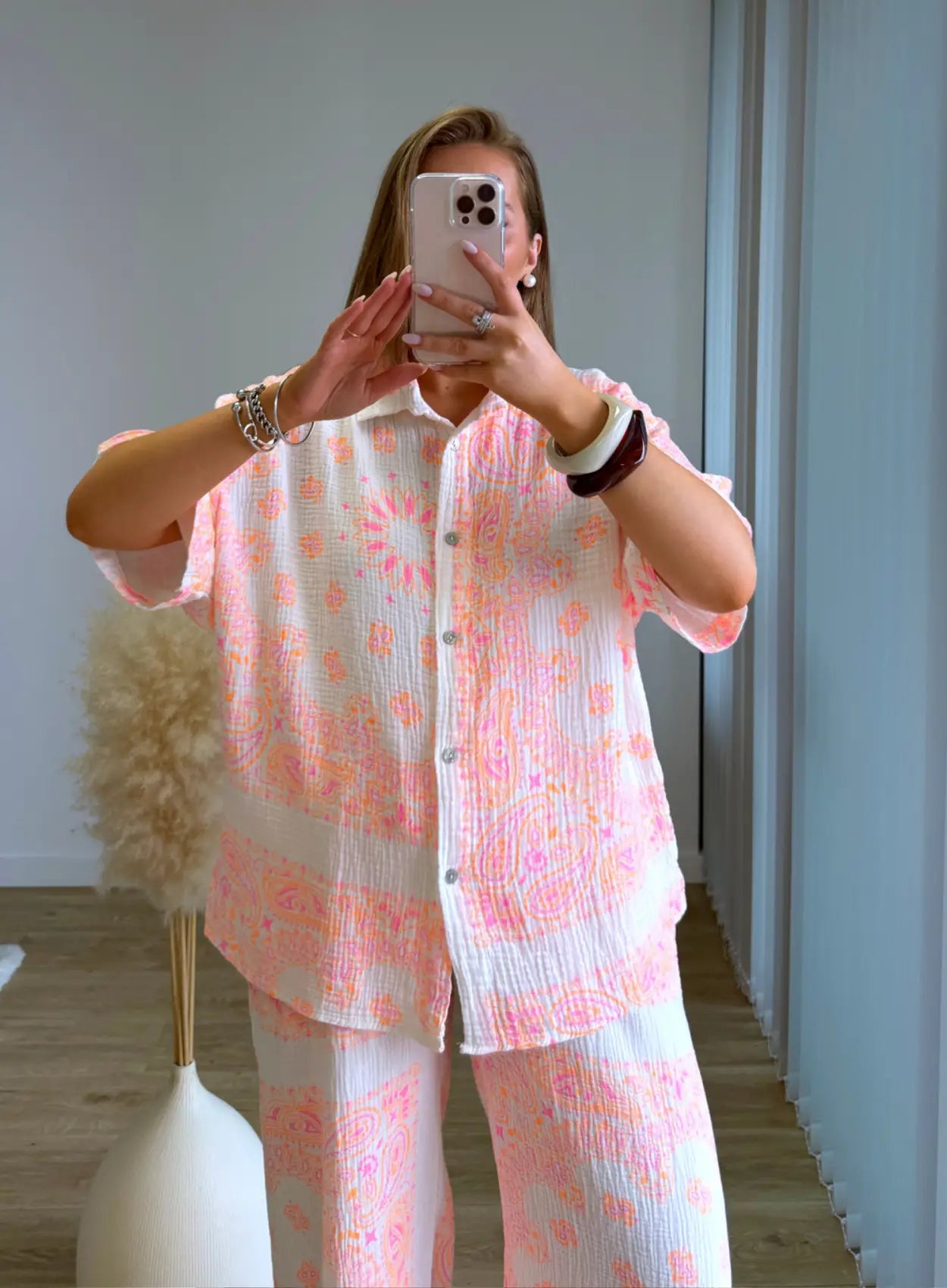 Chemise-de-grossesse-en-gaze-de-coton-coloré 