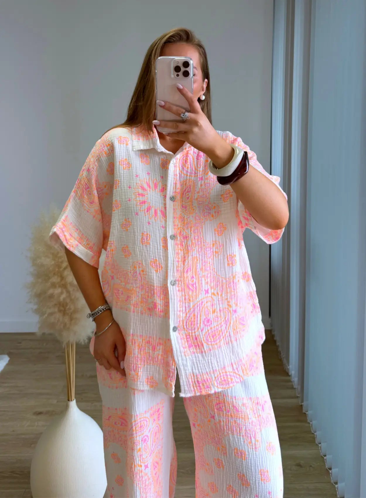 Chemise-de-grossesse-en-gaze-de-coton-coloré 