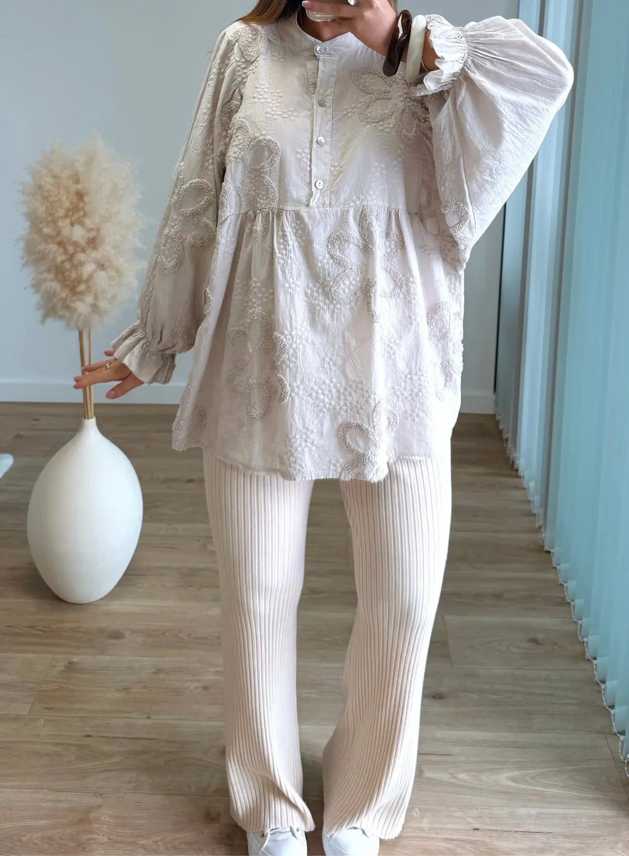 Pantalon-de-grossesse-côtelé-beige