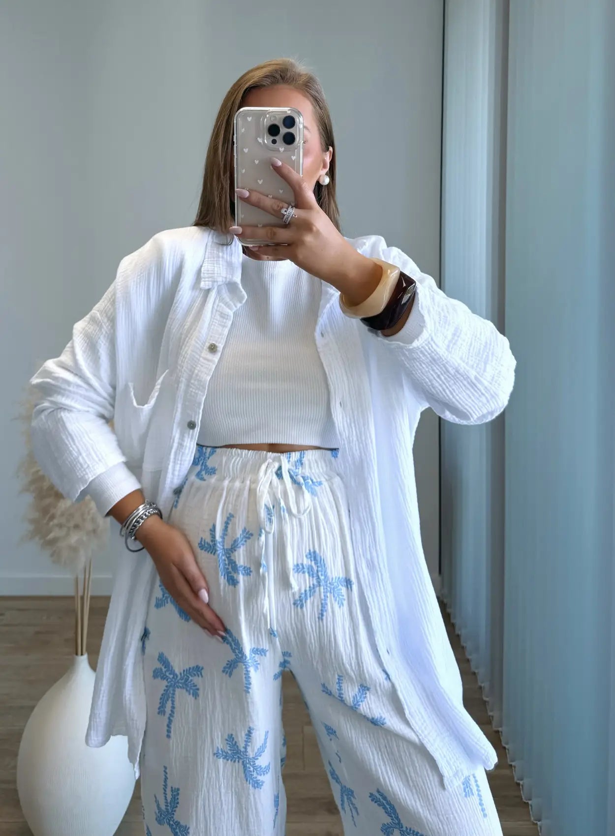 Pantalon-de-grossesse-à-motifs-en-gaze-de-coton