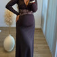PRALINÉ - Robe longue de grossesse marron avec dentelle