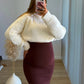 CARAMELO - Pull de grossesse en maille torsadé blanc