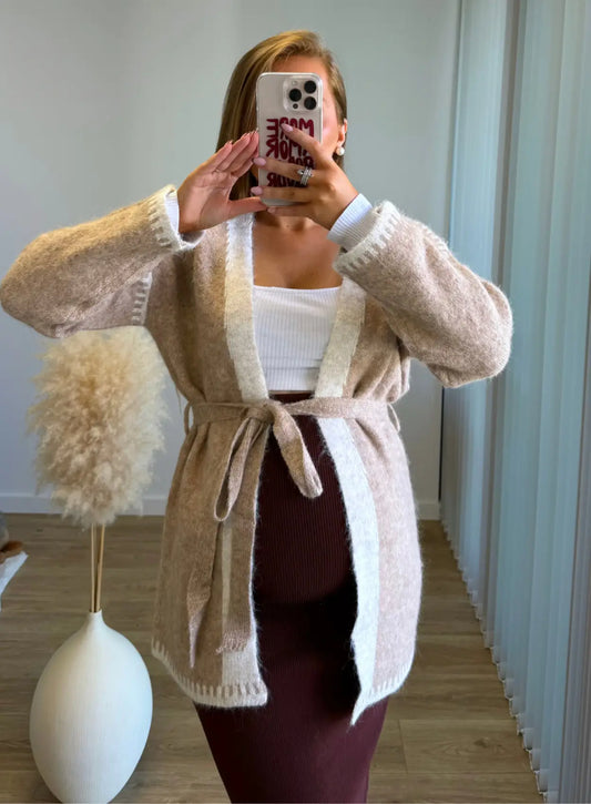 HONEY - Gilet kimono de grossesse douceur beige