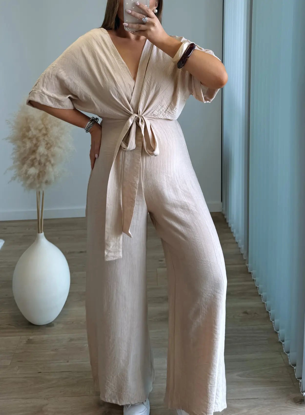 Combinaison-fluide-de-grossesse-en-lin-beige