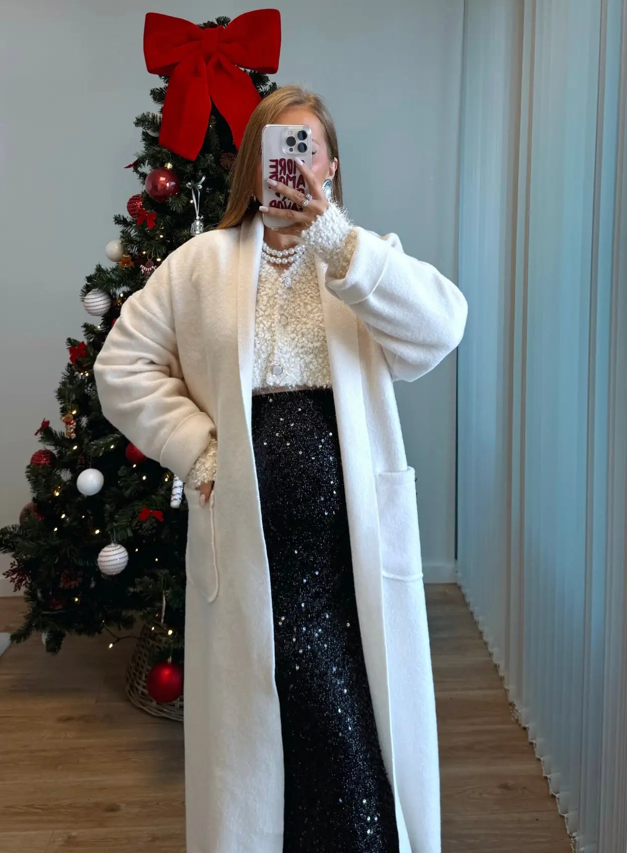 Jupe-longue-de-grossesse-à-sequins-noire