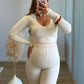 SUNDAY - Ensemble de grossesse en maille crème