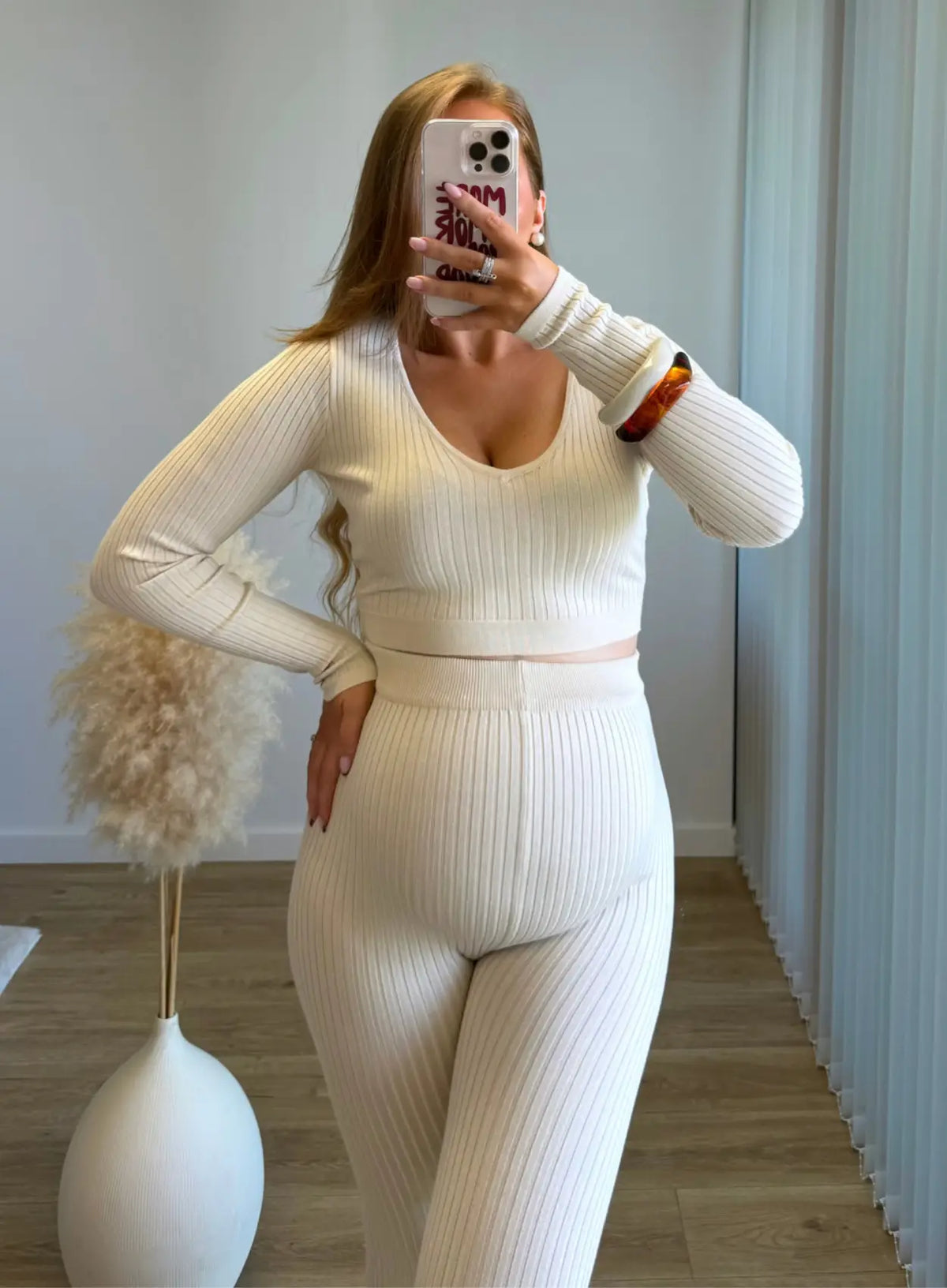 SUNDAY - Ensemble de grossesse en maille crème