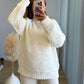CARAMELO - Pull de grossesse en maille torsadé blanc