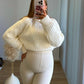 CARAMELO - Pull de grossesse en maille torsadé blanc