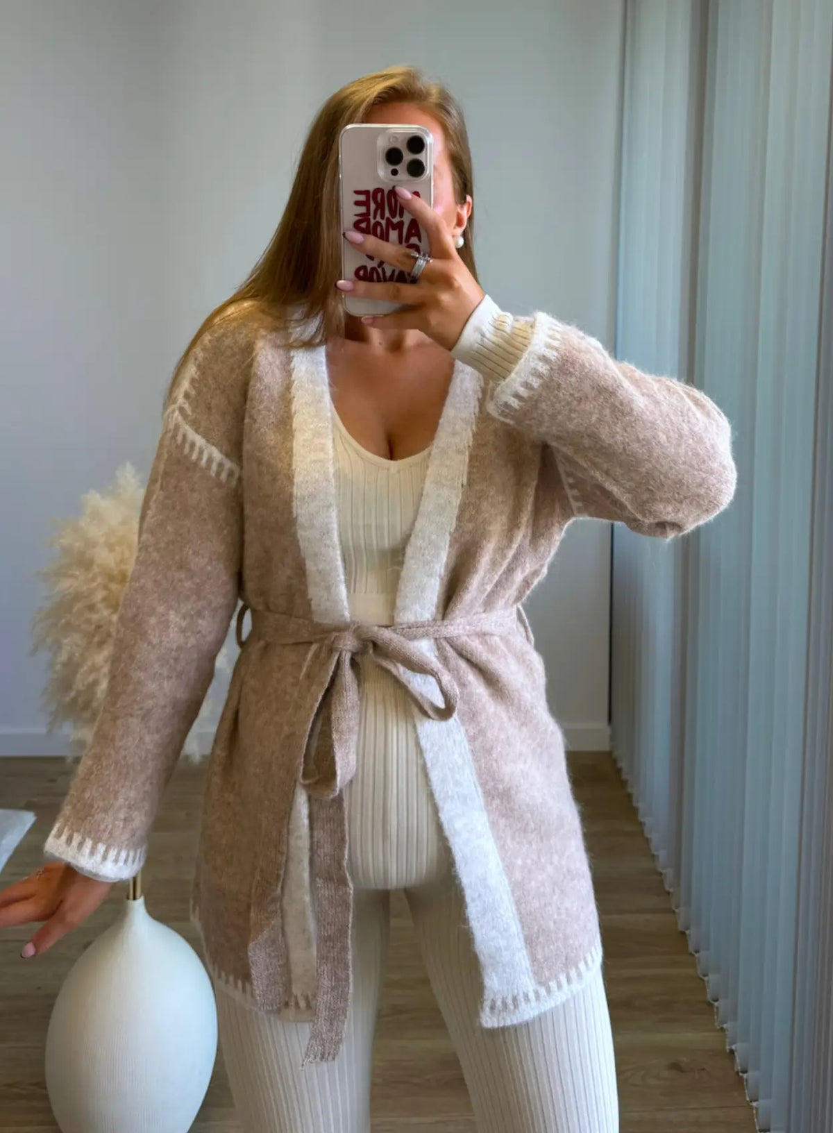 HONEY - Gilet kimono de grossesse douceur beige