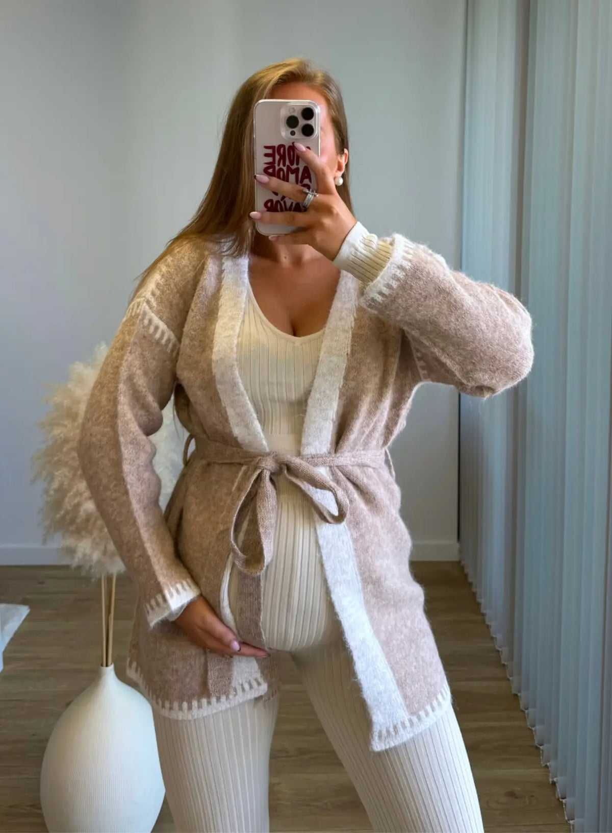 HONEY - Gilet kimono de grossesse douceur beige