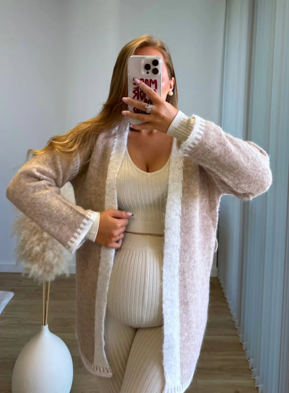 SUNDAY - Ensemble de grossesse en maille crème