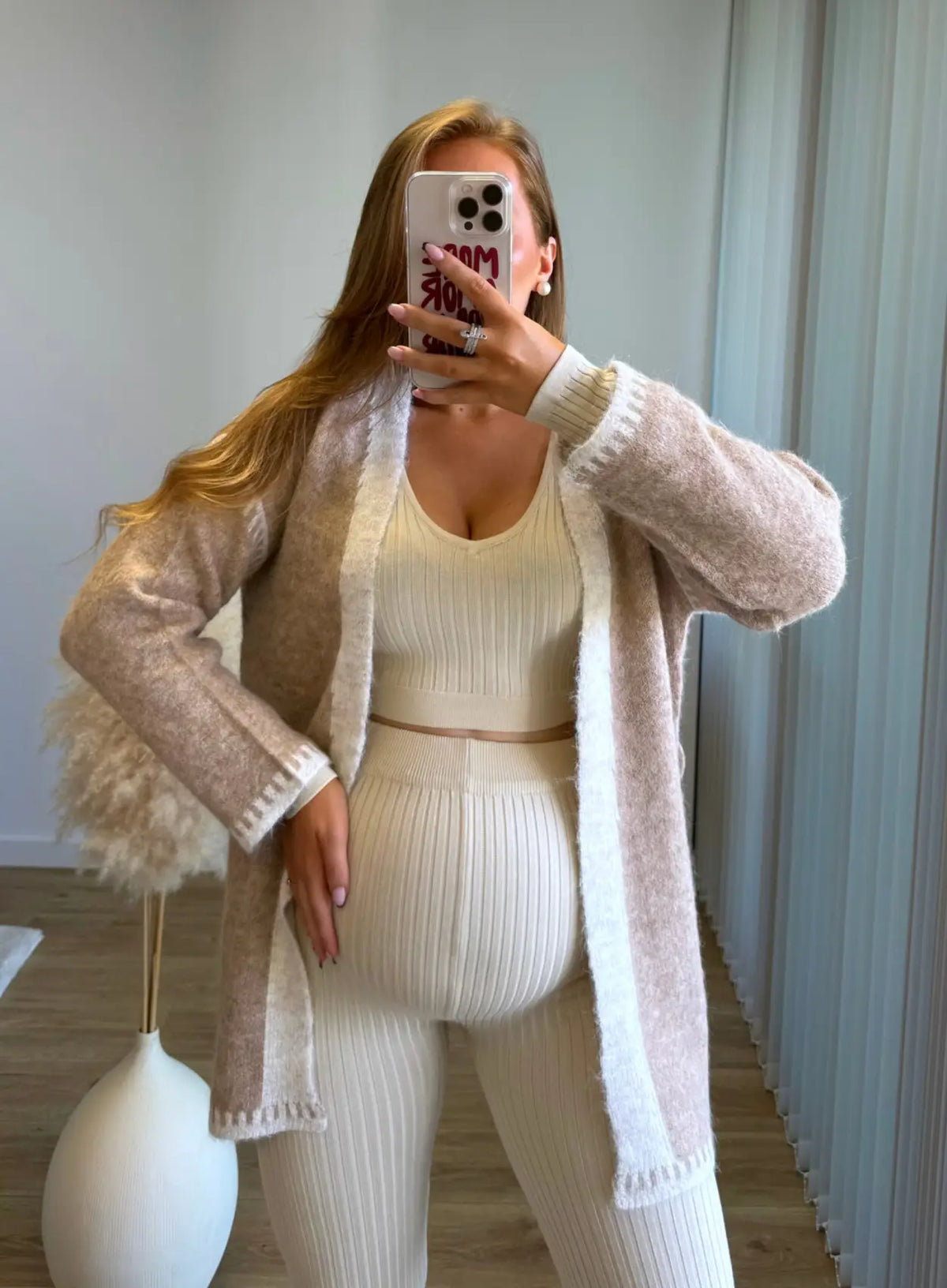 HONEY - Gilet kimono de grossesse douceur beige