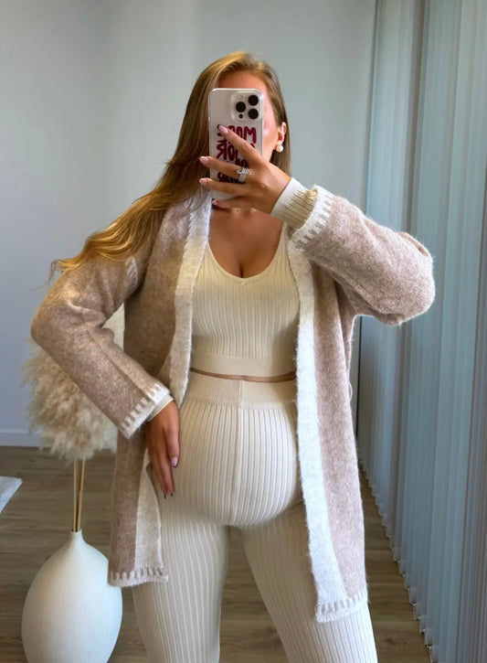 HONEY - Gilet kimono de grossesse douceur beige