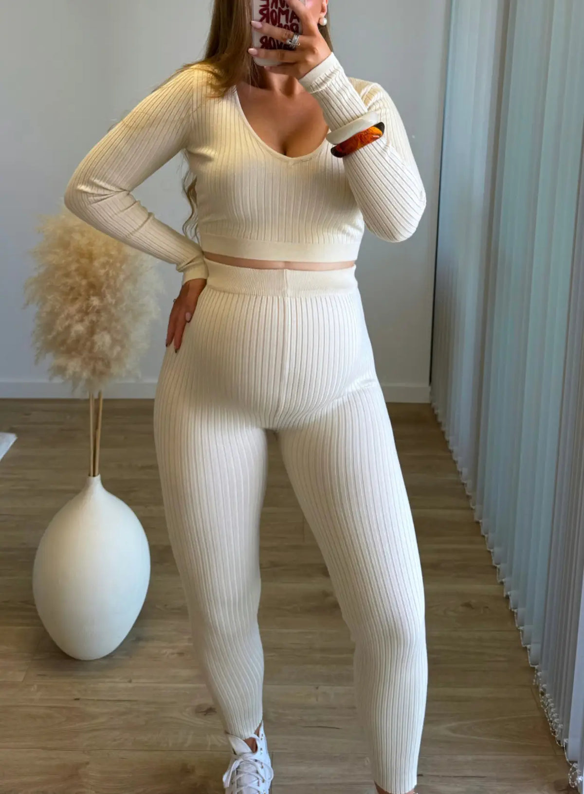 SUNDAY - Ensemble de grossesse en maille crème