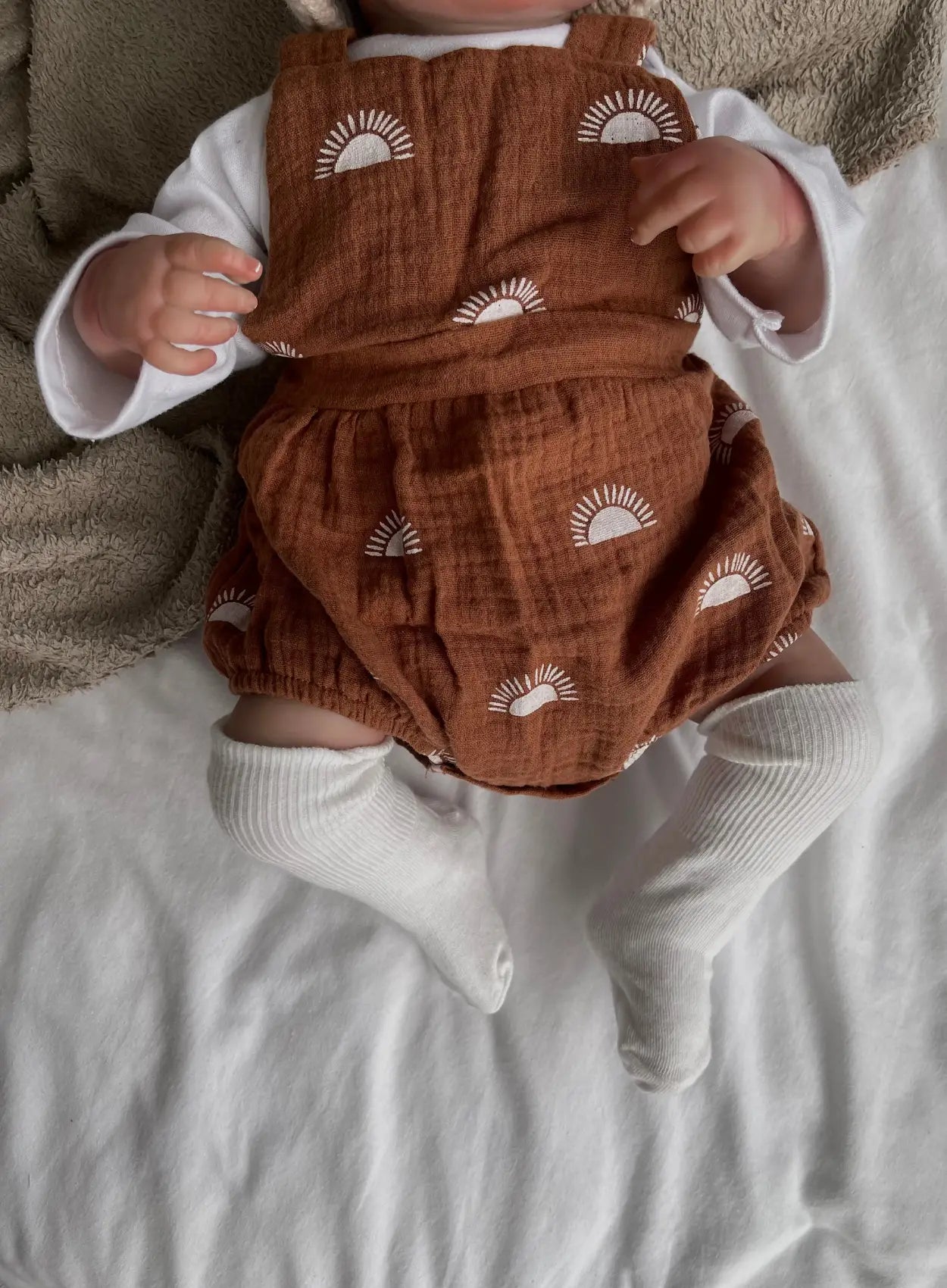 SUNNY Barboteuse en gaze de coton terracotta pour bebe
