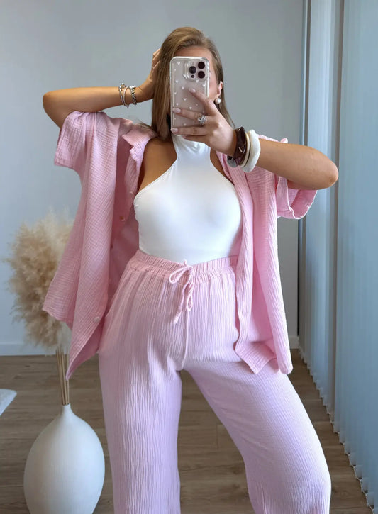 Ensemble-de-grossesse-en-gaze-de-coton-rose