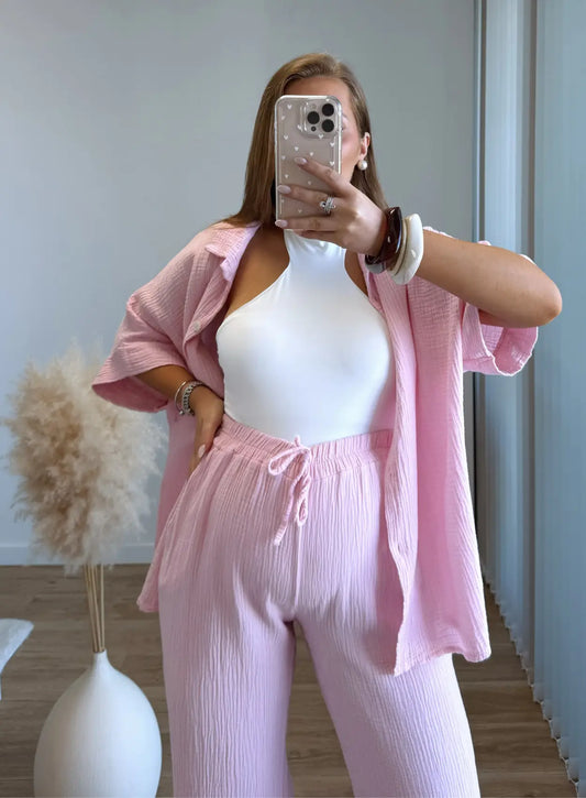 Ensemble-de-grossesse-en-gaze-de-coton-rose