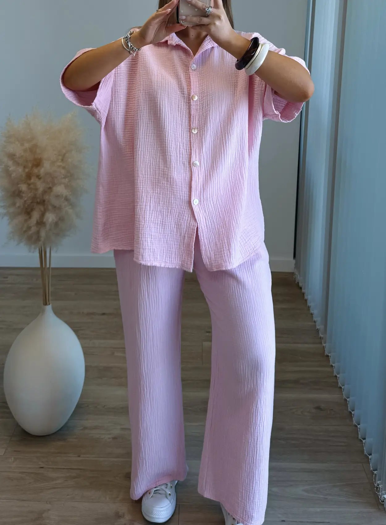 Ensemble-de-grossesse-en-gaze-de-coton-rose