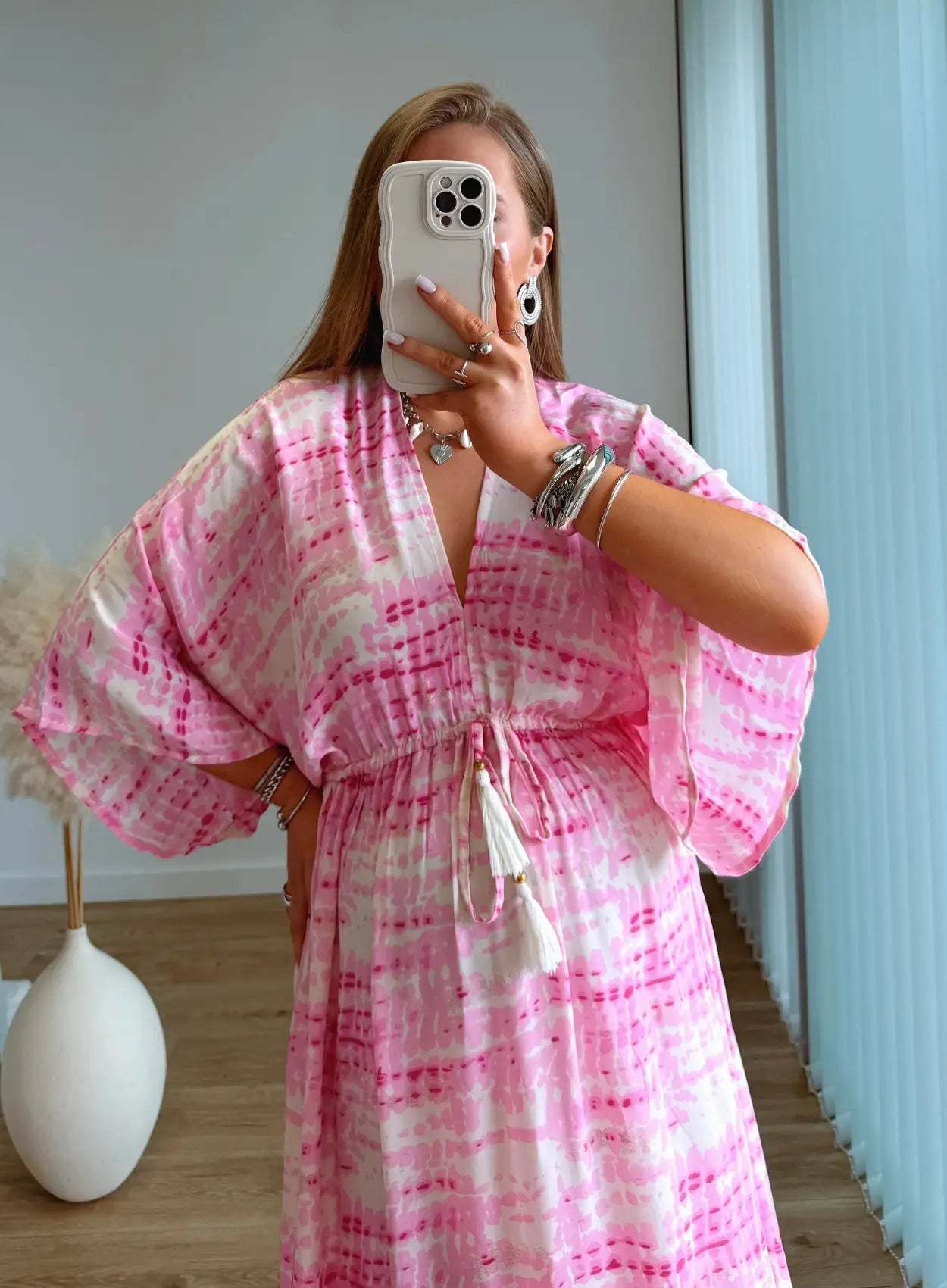 robe-longue-de-grossesse-bohème-rose