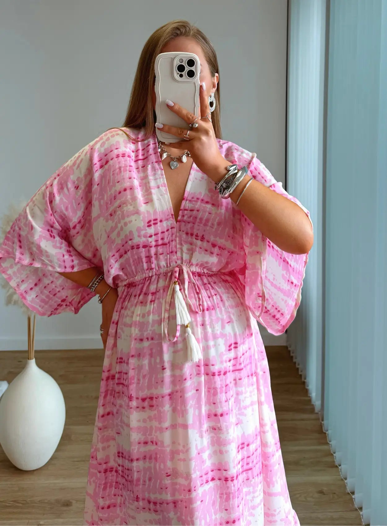 robe-longue-de-grossesse-bohème-rose