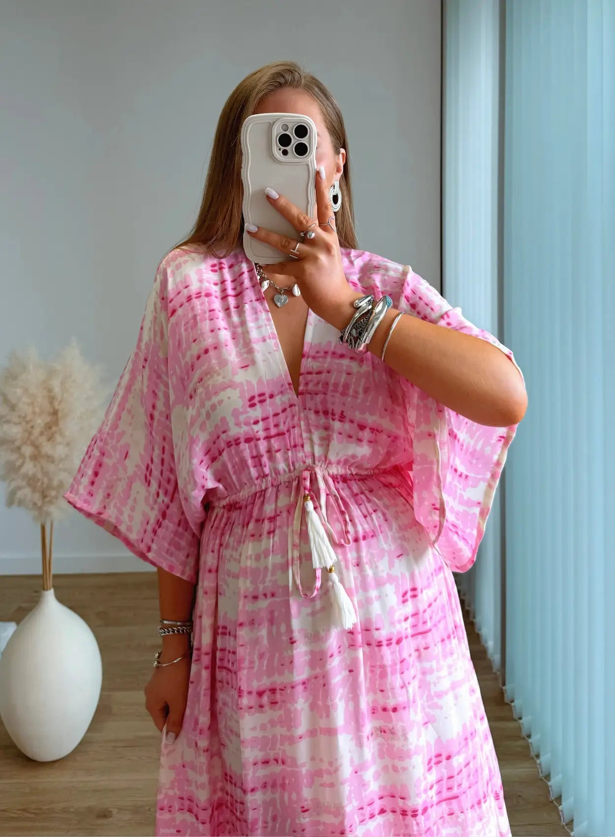 robe-longue-de-grossesse-bohème-rose