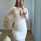 VANILLA - Robe longue de grossesse bi matière avec dentelle blanche