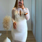 VANILLA - Robe longue de grossesse bi matière avec dentelle blanche