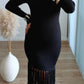 robe-longue-de-grossesse-noire-côtelée-avec-franges