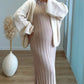 Robe-longue-de-grossesse-en-maille-beige